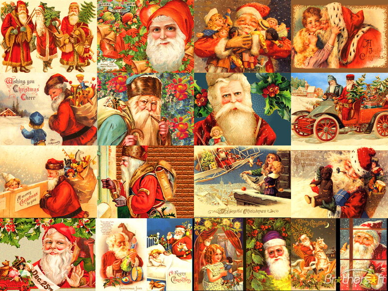 Santa Claus Collage — Red, Festive, Winter