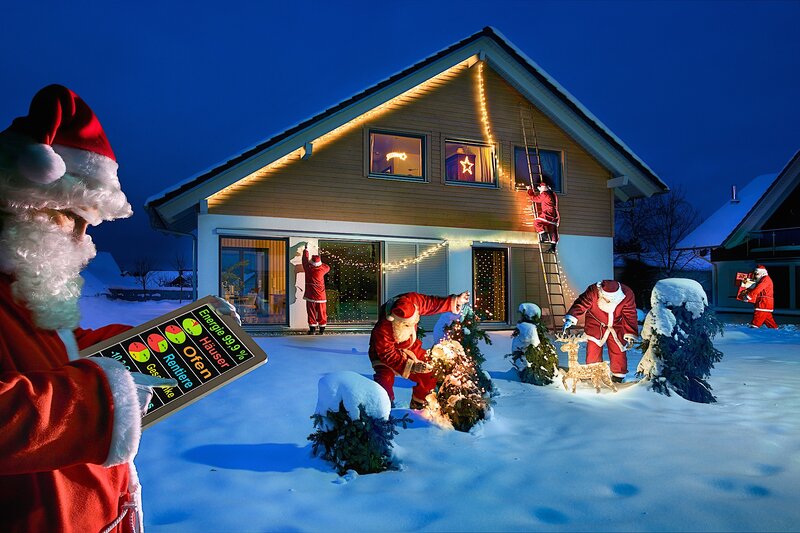 Santa Claus Decorating House