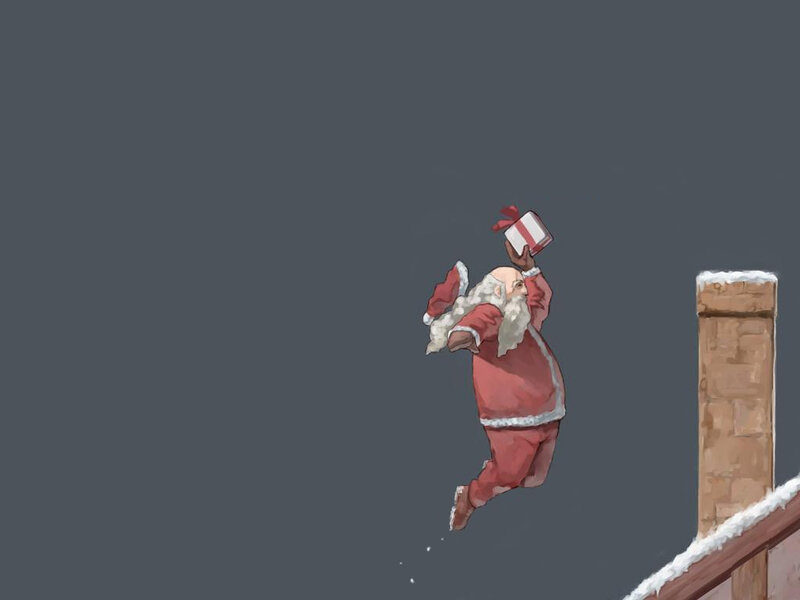 Santa Claus delivering a gift