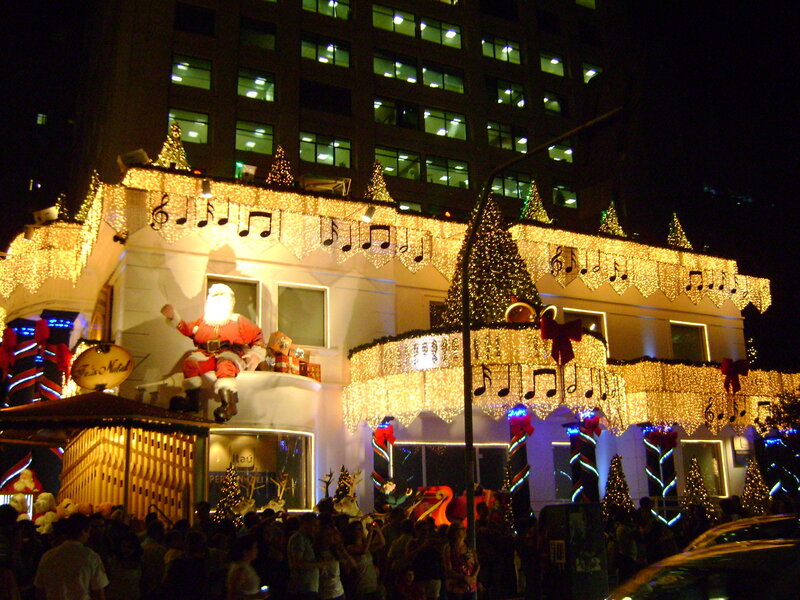 Santa Claus display at night