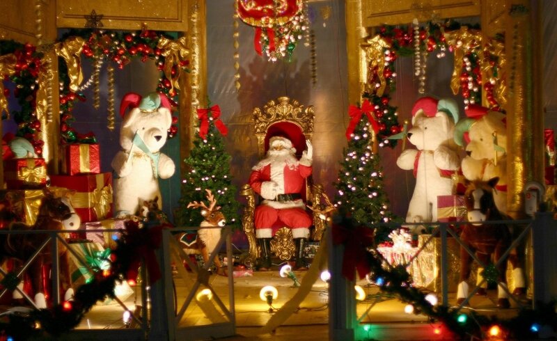 Santa Claus display at night