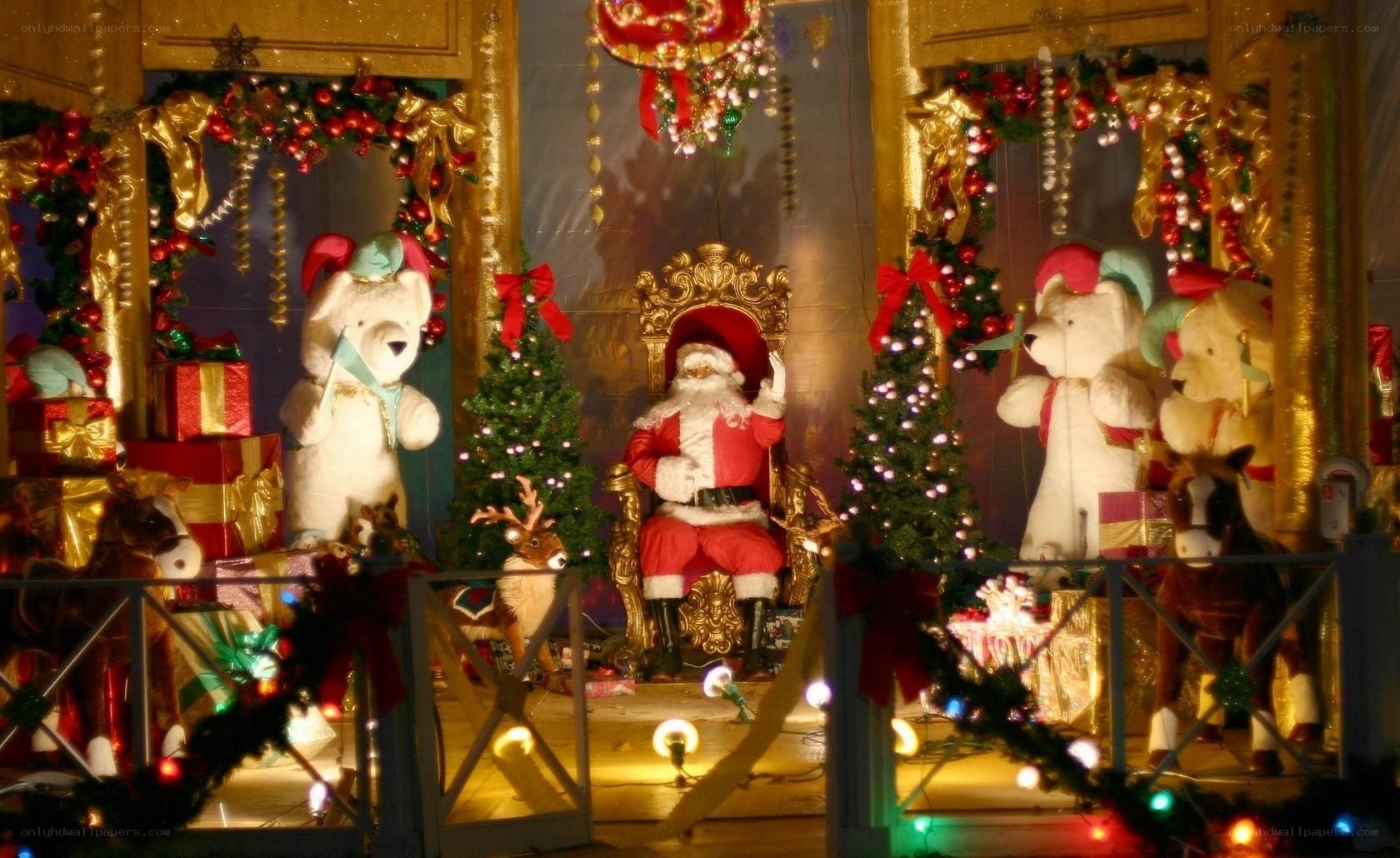 Santa Claus display at night
