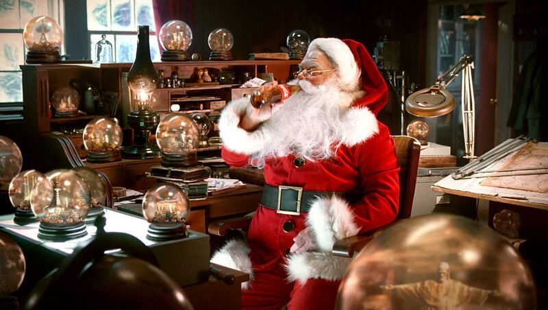 Santa Claus Drinking Soda — Red, Festive