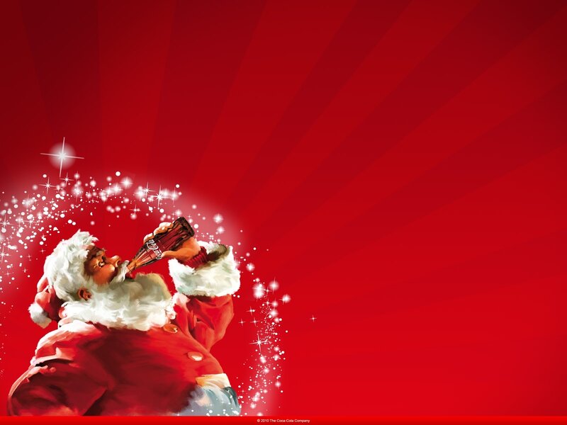 Santa Claus Drinking Soda — Red, Festive, Winter