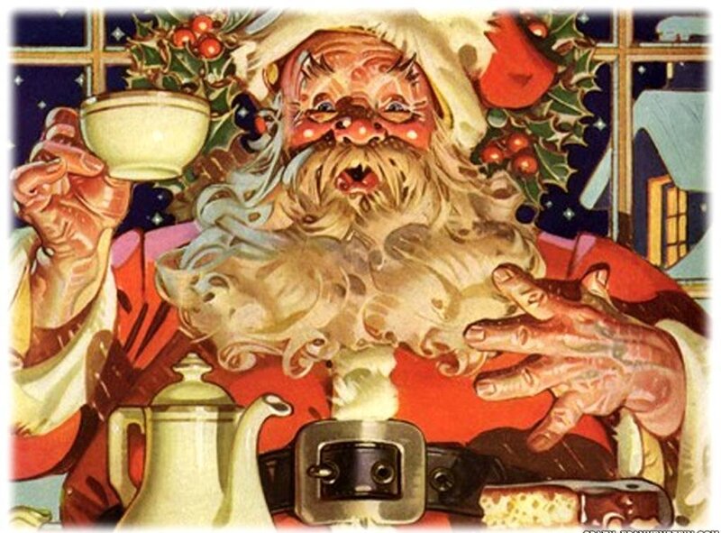 Santa Claus drinking tea