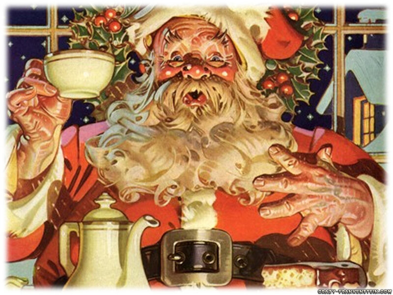 Santa Claus drinking tea