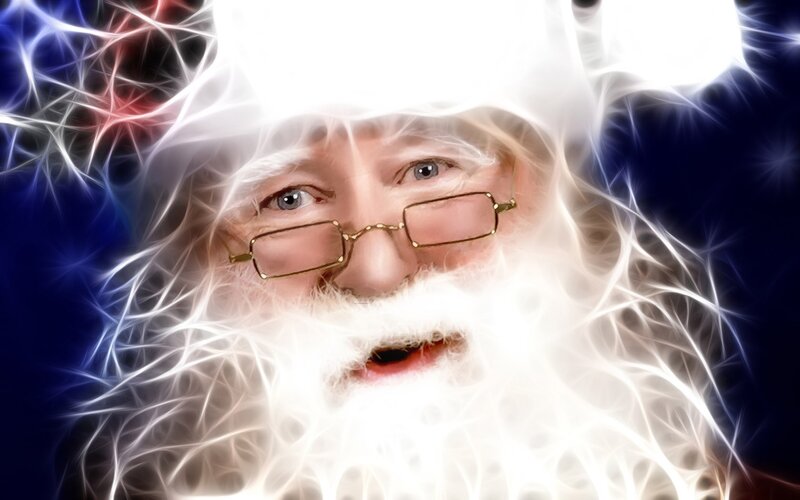 Santa Claus Face — White, Dramatic