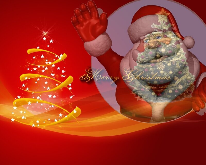 Santa Claus Figure — Red, Festive, Winter, Digital Art