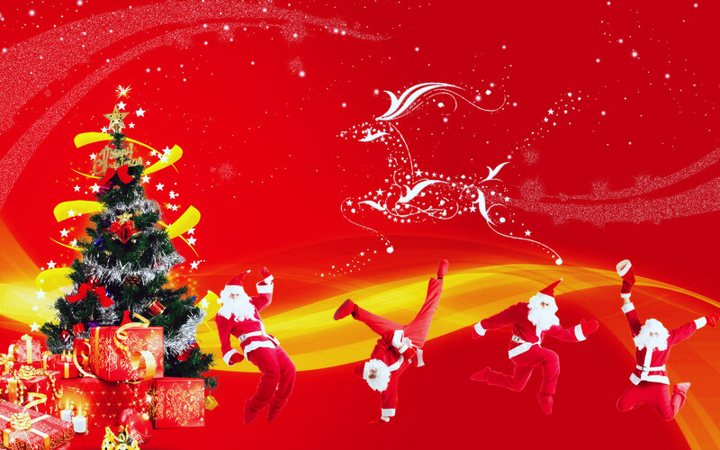 Santa Claus Figures — Red, Festive, Winter, Digital Art