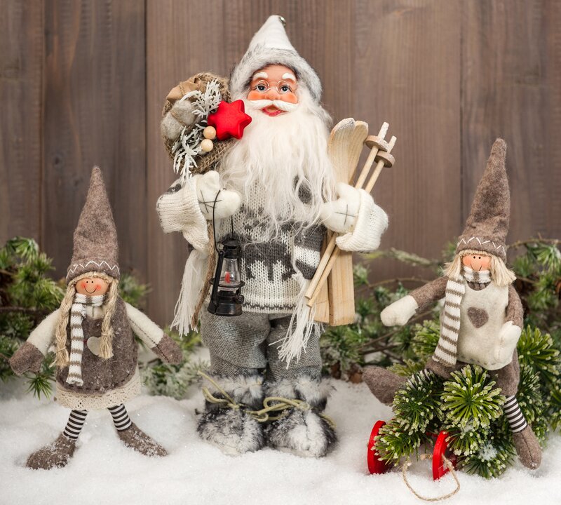 Santa Claus Figurine — Brown, Festive, Winter
