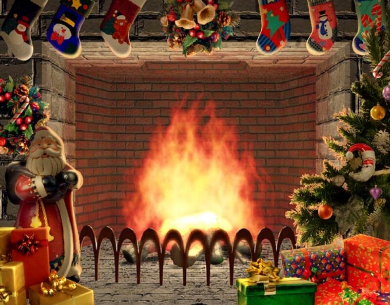 Santa Claus Figurine by Fireplace