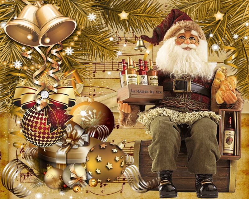 Santa Claus Figurine — Gold, Festive