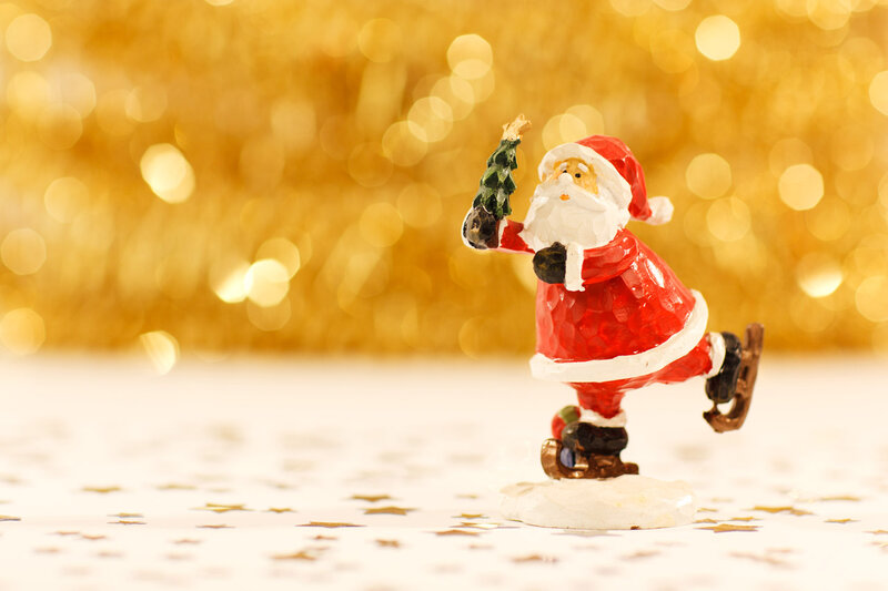 Santa Claus Figurine — Gold, Festive, Winter