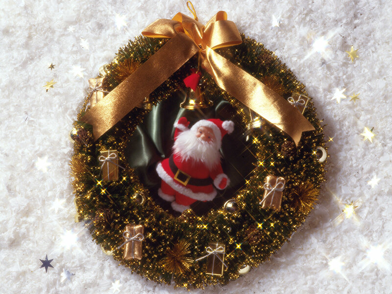Santa Claus Figurine — Green, Festive