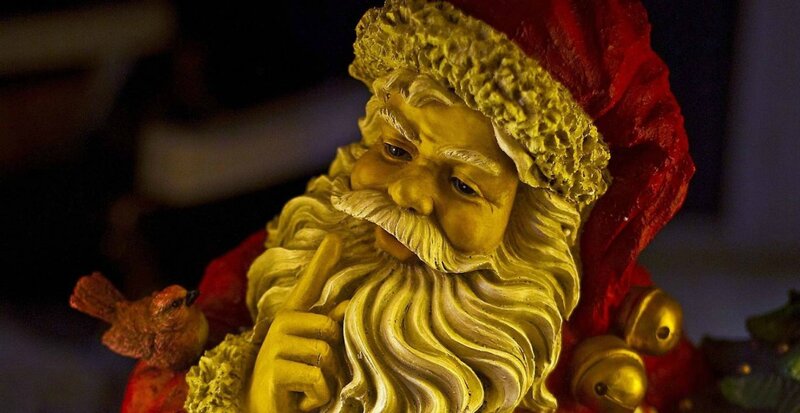 Santa Claus Figurine — Red, Festive, Night