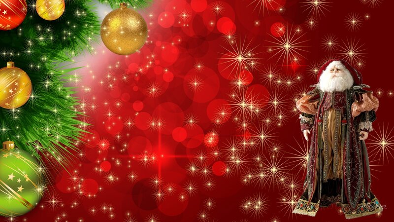 Santa Claus Figurine — Red, Festive, Winter, Digital Art