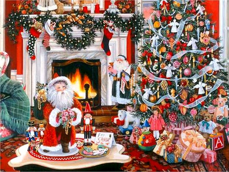 Santa Claus Figurine — Red, Festive, Winter, Illustration