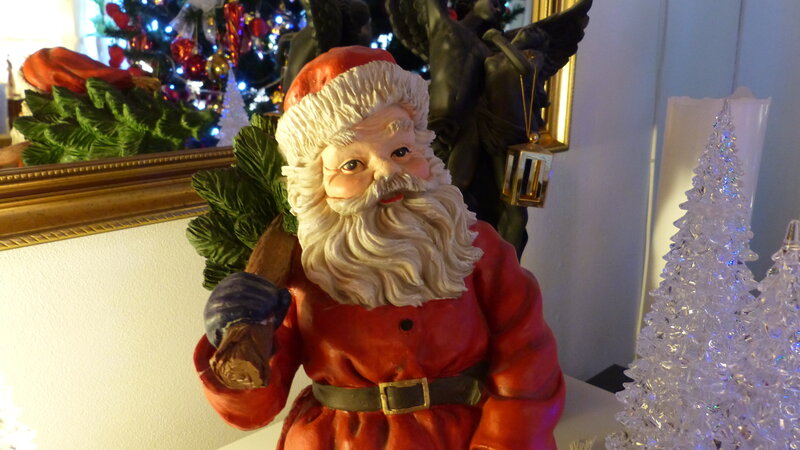 Santa Claus Figurine — Red, Festive, Winter, Photograph, Christmas Tree, Angel Statue