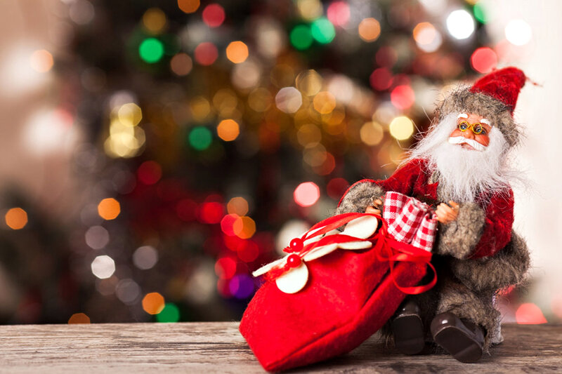 Santa Claus Figurine — Red, Festive, Winter, Photograph, Christmas Tree, Gift Bag