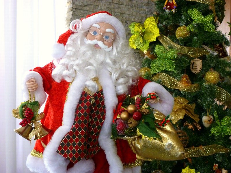 Santa Claus Figurine — Red, Festive, Winter, Photograph, Christmas Tree