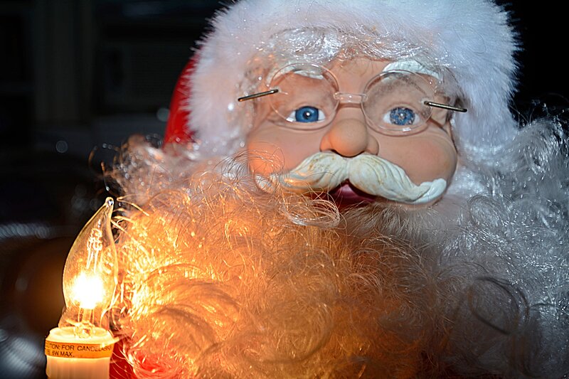 Santa Claus Figurine — White, Festive, Night