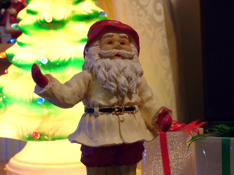 Santa Claus Figurine — White, Festive, Winter, Photograph, Christmas Tree