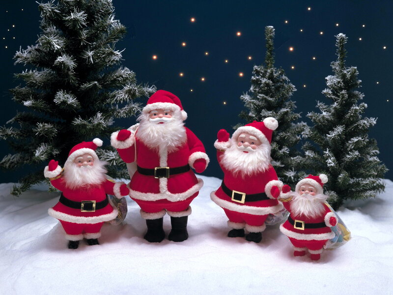 Santa Claus Figurines — Red, Festive