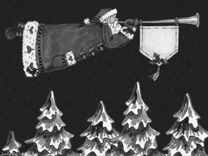Santa Claus Flying — Black