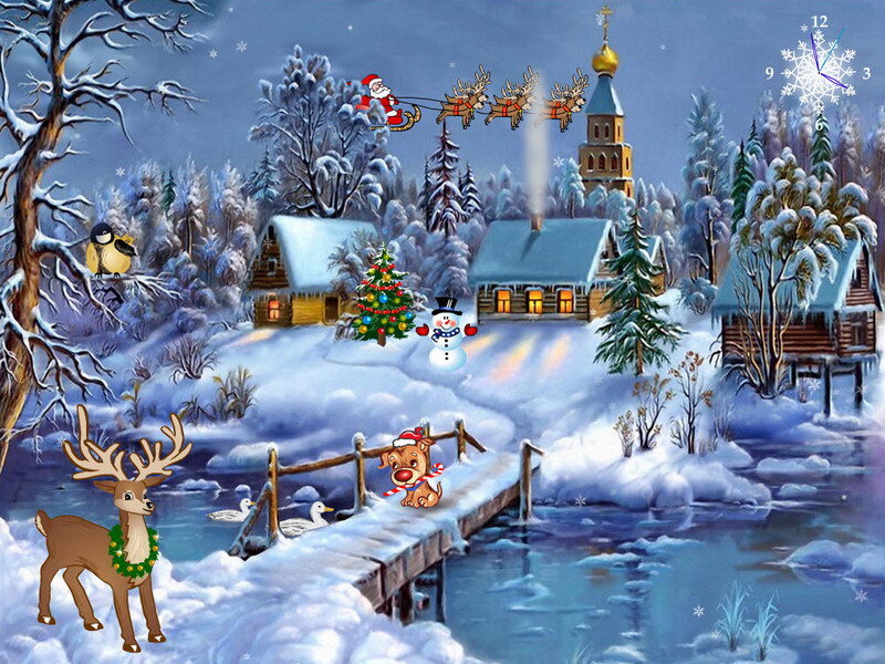 Santa Claus Flying — Blue, Festive