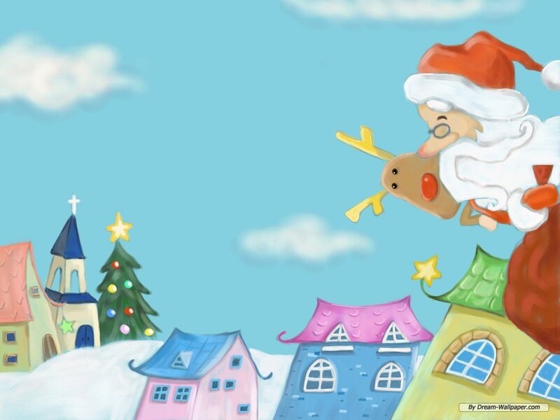 Santa Claus Flying — Blue