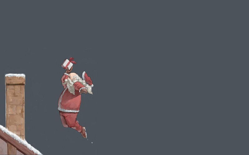Santa Claus Flying — Gray