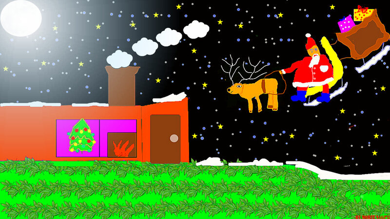 Santa Claus Flying — Green