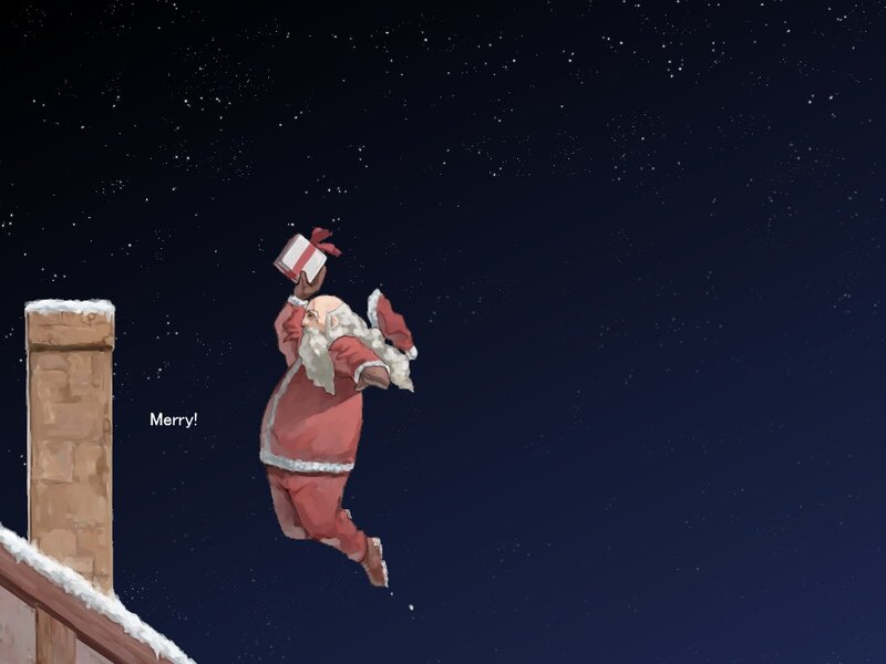 Santa Claus Flying — Red, Festive