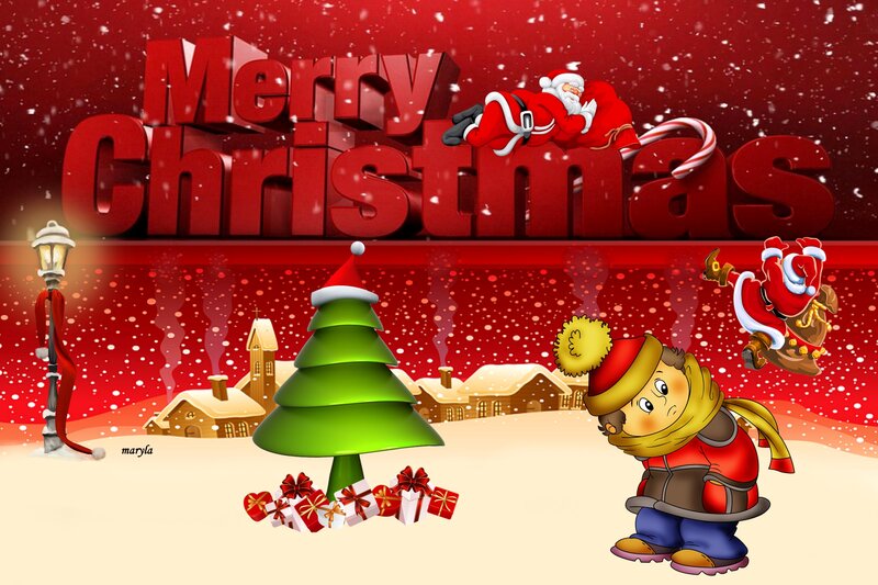 Santa Claus Flying — Red