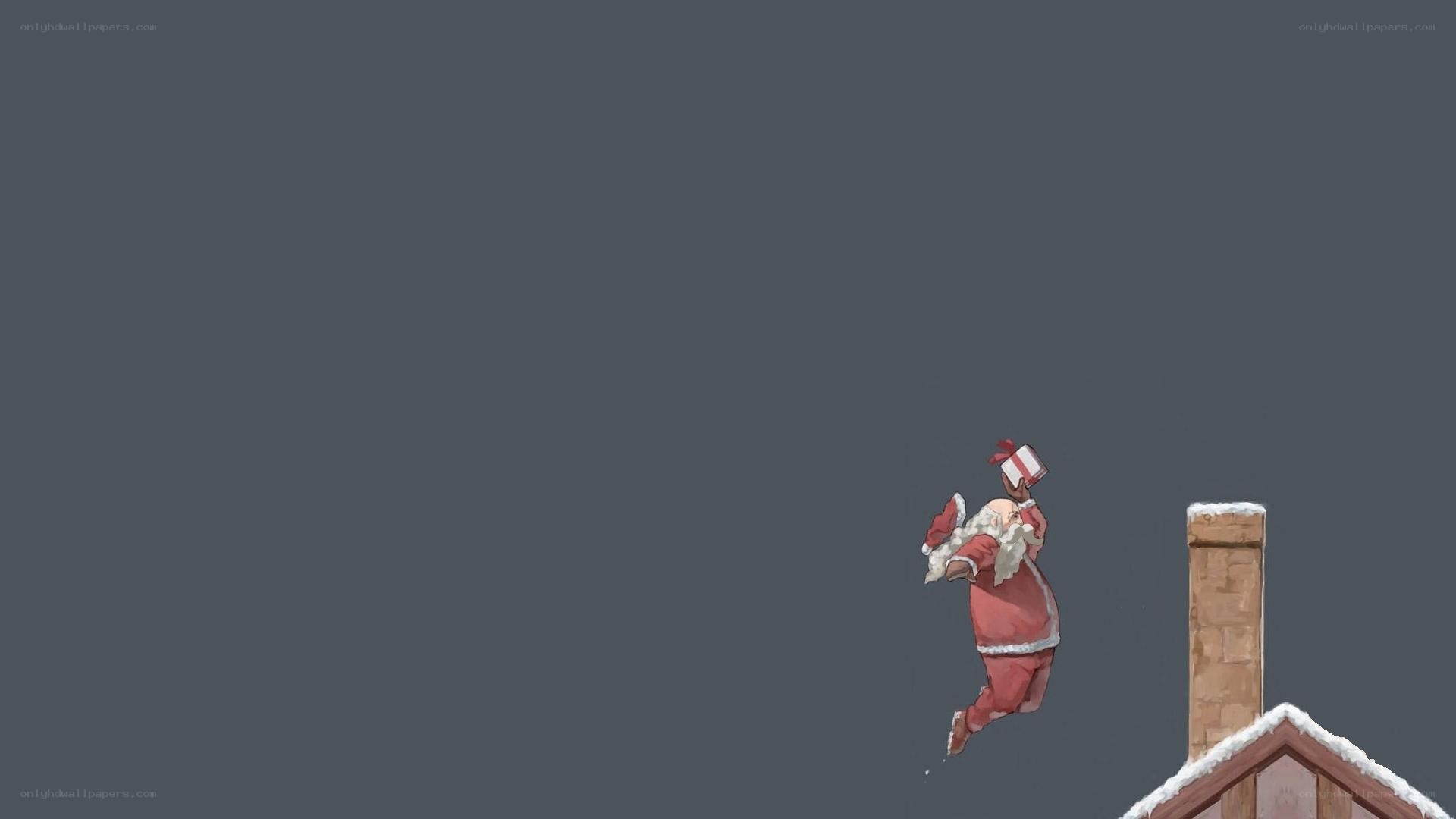 Santa Claus flying with gift