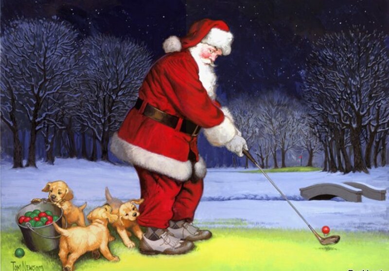 Santa Claus Golfing — Red
