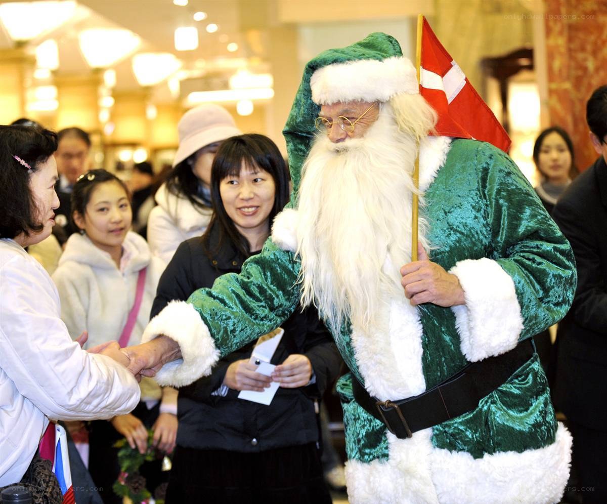 Santa Claus greeting people