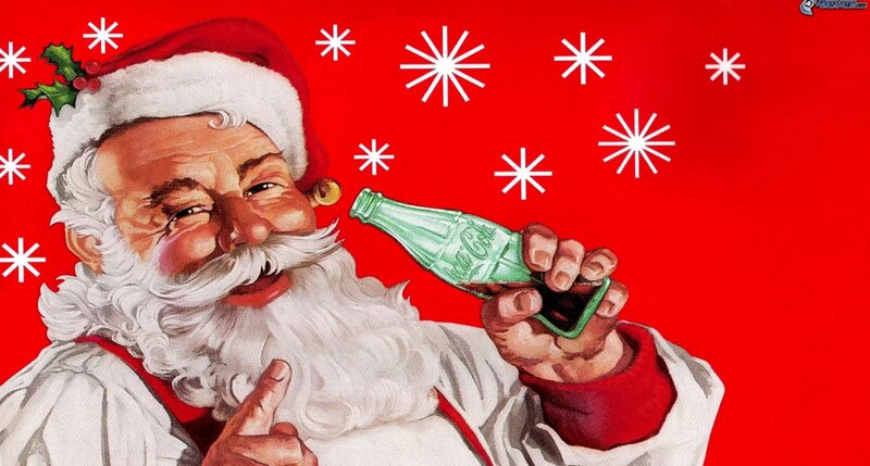 Santa Claus Holding Bottle