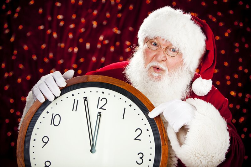 Santa Claus Holding Clock — Red