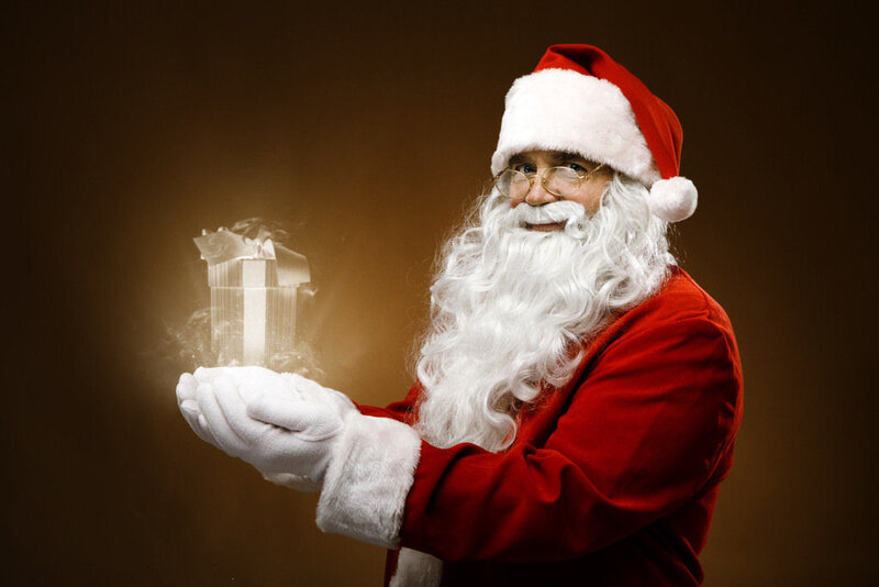 Santa Claus Holding Gift — Red