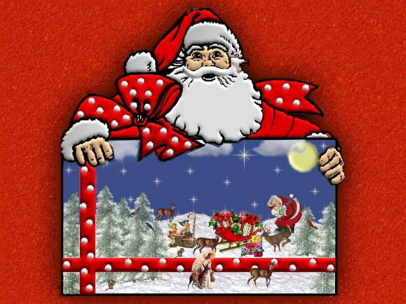 Santa Claus Holding Gift