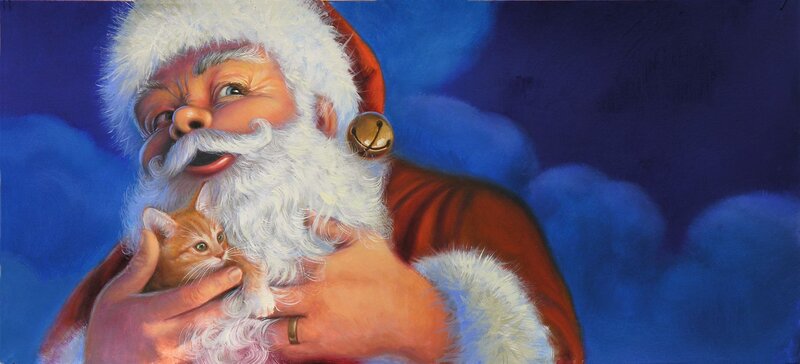 Santa Claus Holding Kitten