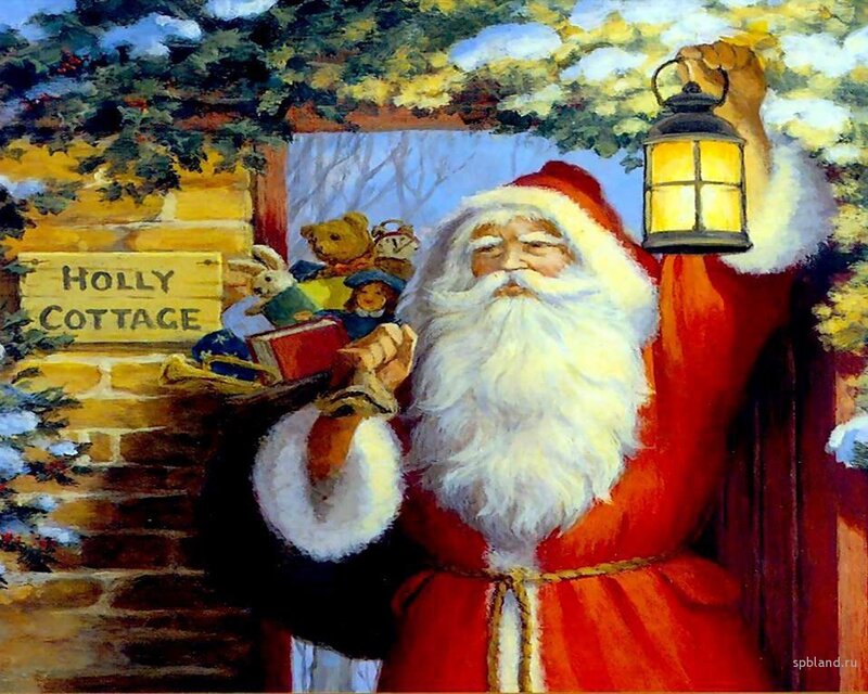 Santa Claus Holding Lantern — Red