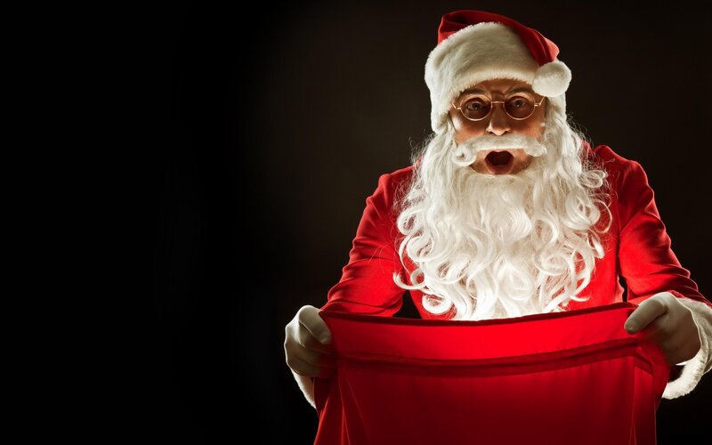 Santa Claus Holding Sack — Red