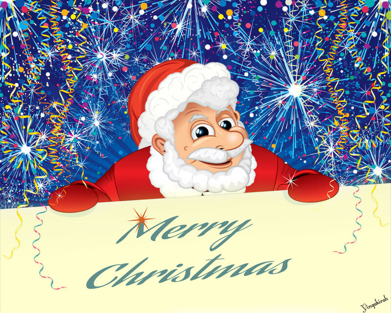 Santa Claus Holding Sign