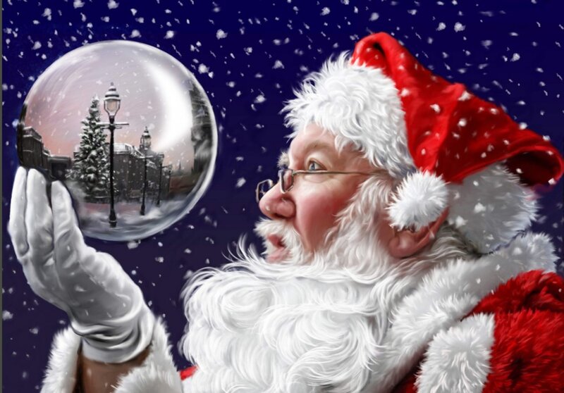 Santa Claus Holding Snow Globe