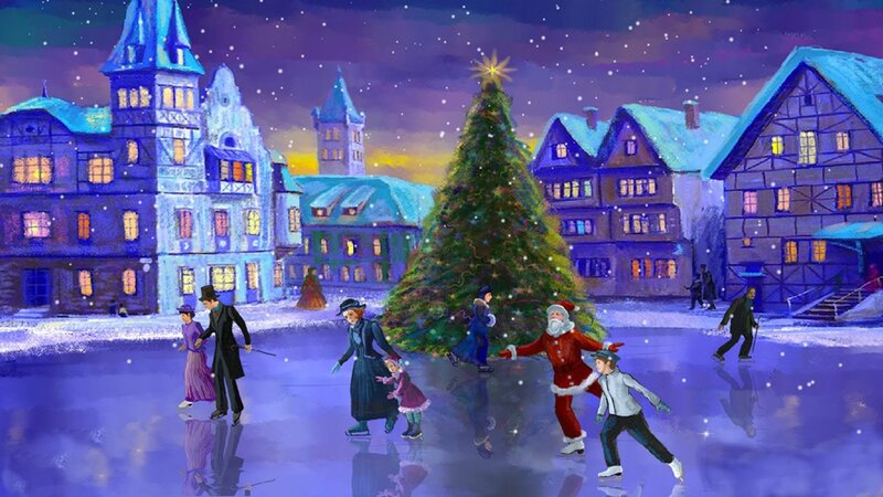 Santa Claus Ice Skating — Purple