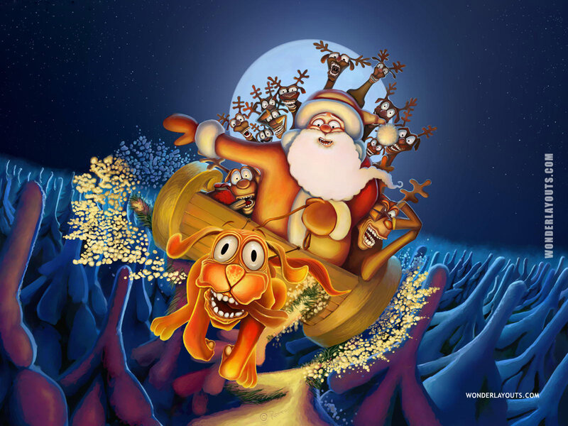 Santa Claus in a chaotic sleigh ride