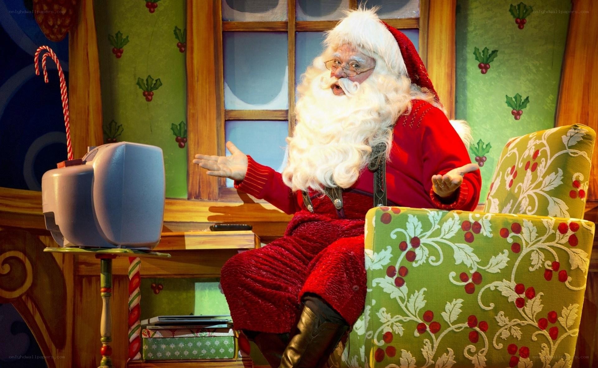 Santa Claus in a cozy room