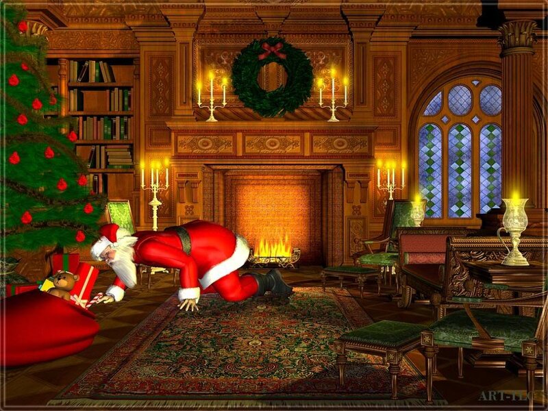 Santa Claus in a grand hall